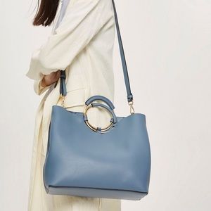 Top shop metal handle Tote bag